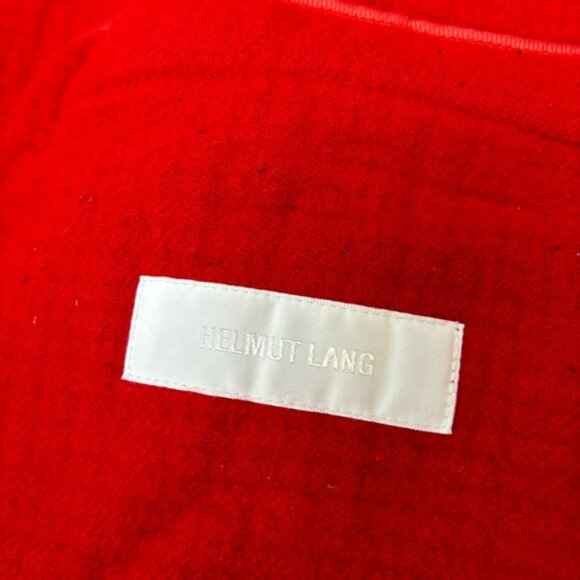 HELMUT LANG Red Wool Blanket Coat Large Oversized Overcoat Pea Coat Jacket - Picture 12 of 14